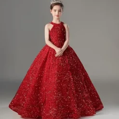 Kids Girls' Flower Girl Dress Party Dress Solid Color Sleeveless Formal Performance Wedding Mesh Princess Sweet Mesh Mid-Calf Sheath Dress Tulle Dress Flower Girl's Dress Summer Spring Fall 2-12