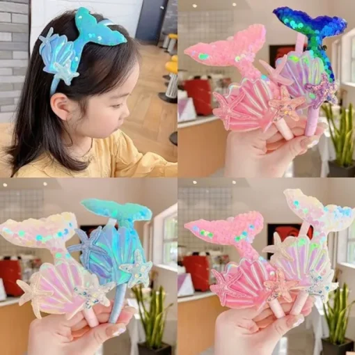 Kids Girls' Hair Accessories Active Sweet Party Birthday Mermaid White Pink