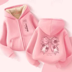 Kids Girls' Hoodie Graphic Long Sleeve Zipper Pocket Fall Winter Fashion Daily Polyester Outdoor Casual Tailored Fit
