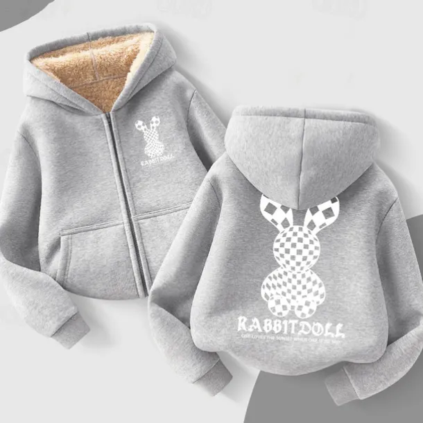 Kids Girls' Hoodie Graphic Long Sleeve Zipper Pocket Fall Winter Fashion Daily Polyester Outdoor Casual Tailored Fit