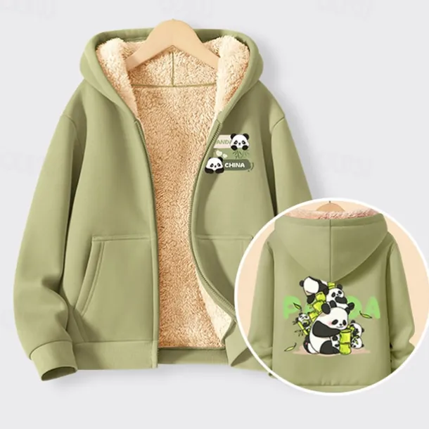 Kids Girls' Hoodie Graphic Long Sleeve Zipper Pocket Fall Winter Fashion Daily Polyester Outdoor Casual Tailored Fit
