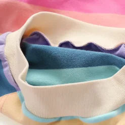 Kids Girls' Hoodie Rainbow Stripe Long Sleeve Pocket Spring Fall Cute Streetwear Daily Cotton Outdoor Casual Regular Fit