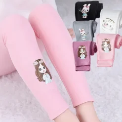 Kids Girls' Leggings Cat Active Outdoor 7-13 Years Spring Black White Pink