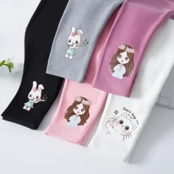 Kids Girls' Leggings Cat Active Outdoor 7-13 Years Spring Black White Pink