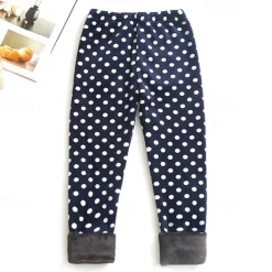 Kids Girls' Leggings Heart Active Outdoor 7-13 Years Fall Leopard Print Navy blue dots Colorful hearts