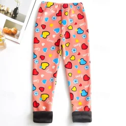 Kids Girls' Leggings Heart Active Outdoor 7-13 Years Fall Leopard Print Navy blue dots Colorful hearts