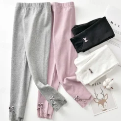 Kids Girls' Leggings Solid Color Active Outdoor Cotton 7-13 Years Fall Pink purple Black White