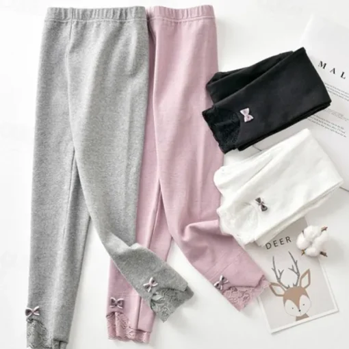 Kids Girls' Leggings Solid Color Active Outdoor Cotton 7-13 Years Fall Pink purple Black White