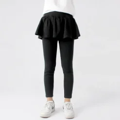 Kids Girls' Leggings Solid Color Active Training 7-13 Years Spring Date red Meat powder Black