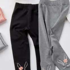 Kids Girls' Leggings Solid Color Active Ruched School Cotton 3-7 Years Spring Black White Pink