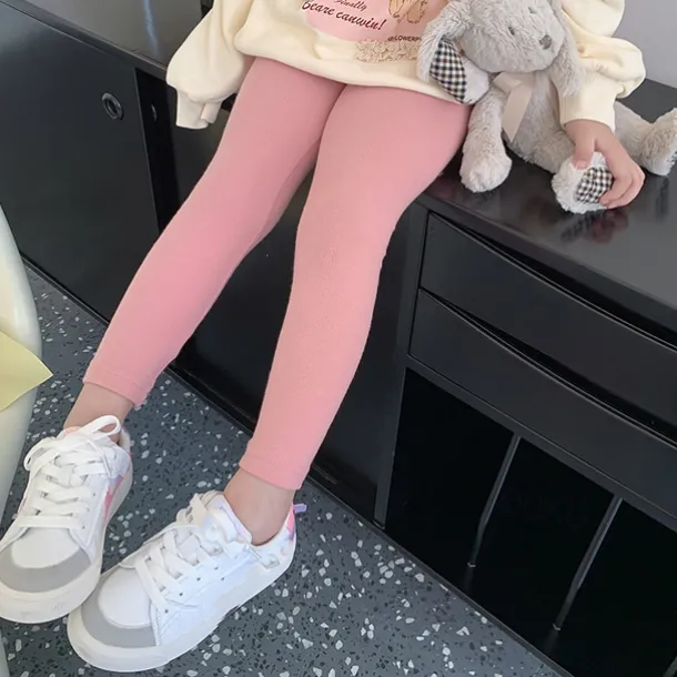 Kids Girls' Leggings Solid Color Daily School 4-12 Years Spring Black Pink Navy Blue