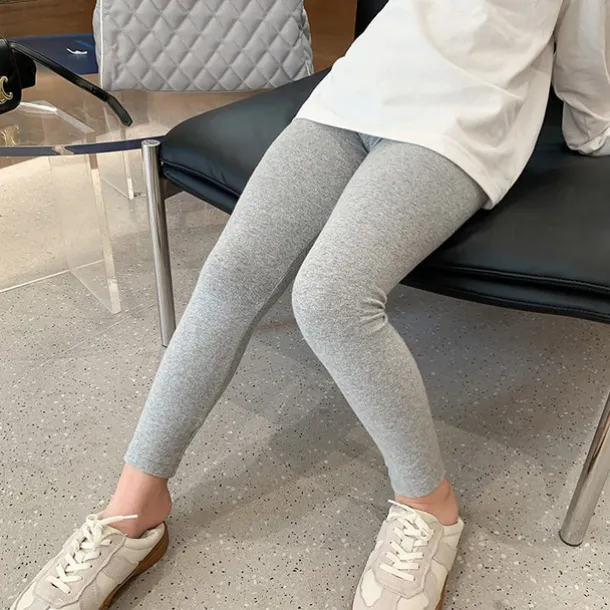 Kids Girls' Leggings Solid Color Daily School 4-12 Years Spring Black Pink Navy Blue