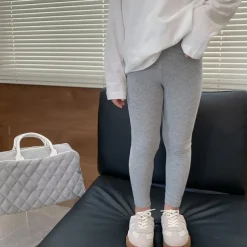 Kids Girls' Leggings Solid Color Daily School 4-12 Years Spring Black Pink Navy Blue