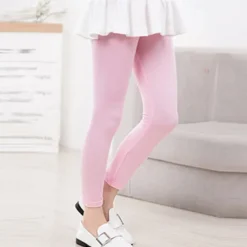 Kids Girls' Leggings Solid Color Sports Outdoor Cotton 7-13 Years Summer Light Blue Black White