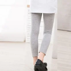 Kids Girls' Leggings Solid Color Sports Outdoor Cotton 7-13 Years Summer Light Blue Black White