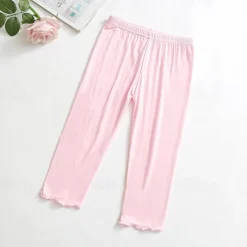 Kids Girls' Leggings Solid Color Active School Cotton 7-13 Years Summer Light Blue Black White