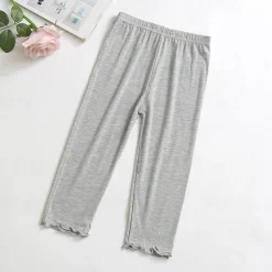 Kids Girls' Leggings Solid Color Active School Cotton 7-13 Years Summer Light Blue Black White