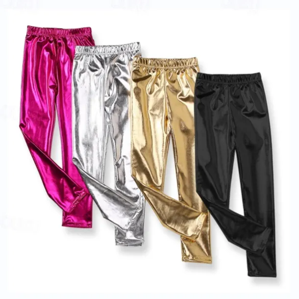 Kids Girls' Leggings Solid Color Fashion Outdoor 3-7 Years Fall Black Golden Rose