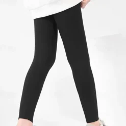 Kids Girls' Leggings Solid Color Active Training 7-13 Years Spring Black White Pink