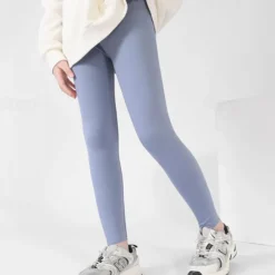 Kids Girls' Leggings Solid Color Active Training 7-13 Years Spring Black White Pink