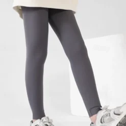 Kids Girls' Leggings Solid Color Active Training 7-13 Years Spring Black White Pink