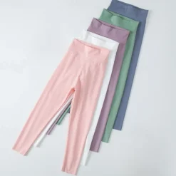 Kids Girls' Leggings Solid Color Active Training 7-13 Years Spring Black White Pink