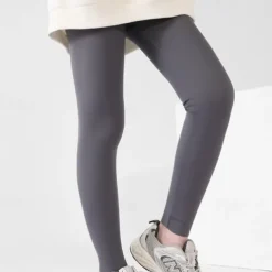 Kids Girls' Leggings Solid Color Active Training 7-13 Years Spring Black White Pink