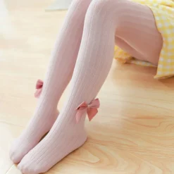 Kids Girls' Leggings Tights Light Pink White Black Striped Fall Winter Casual Socks Indoor / Spring / Cotton