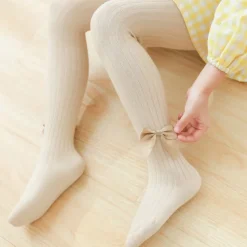 Kids Girls' Leggings Tights Light Pink White Black Striped Fall Winter Casual Socks Indoor / Spring / Cotton