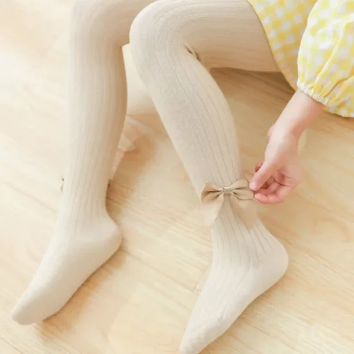 Kids Girls' Leggings Tights Light Pink White Black Striped Fall Winter Casual Socks Indoor / Spring / Cotton