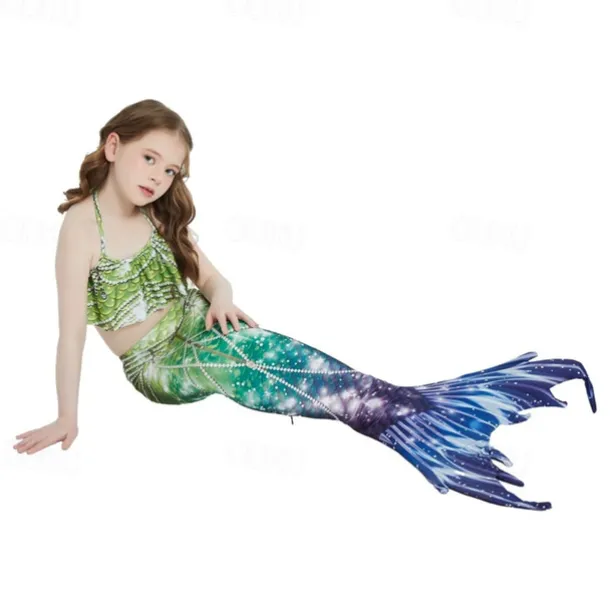 Kids Girls' Mermaid Swimwear Swimsuit Holiday Beach Scales Vacation Tropical Bathing Suits 4 years+ Summer Yellow Pink