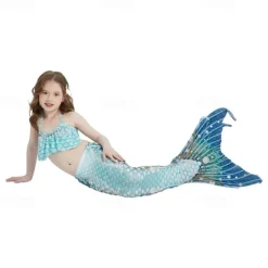 Kids Girls' Mermaid Swimwear Swimsuit Holiday Beach Scales Vacation Tropical Bathing Suits 4 years+ Summer Yellow Pink