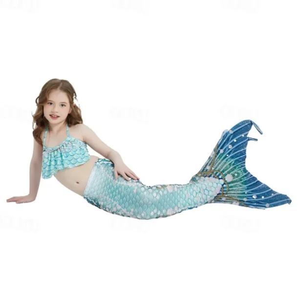 Kids Girls' Mermaid Swimwear Swimsuit Holiday Beach Scales Vacation Tropical Bathing Suits 4 years+ Summer Yellow Pink