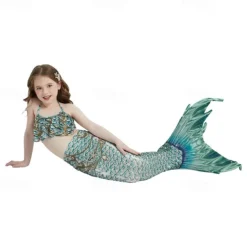 Kids Girls' Mermaid Swimwear Swimsuit Holiday Beach Scales Vacation Tropical Bathing Suits 4 years+ Summer Yellow Pink