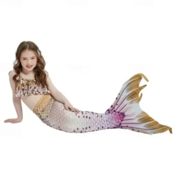 Kids Girls' Mermaid Swimwear Swimsuit Holiday Beach Scales Vacation Tropical Bathing Suits 4 years+ Summer Yellow Pink