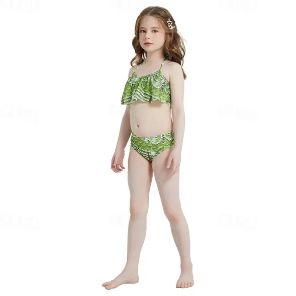 Kids Girls' Mermaid Swimwear Swimsuit Holiday Beach Scales Vacation Tropical Bathing Suits 4 years+ Summer Yellow Pink