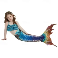 Kids Girls' Mermaid Swimwear Swimsuit Holiday Beach Scales Vacation Tropical Bathing Suits 4 years+ Summer Yellow Pink