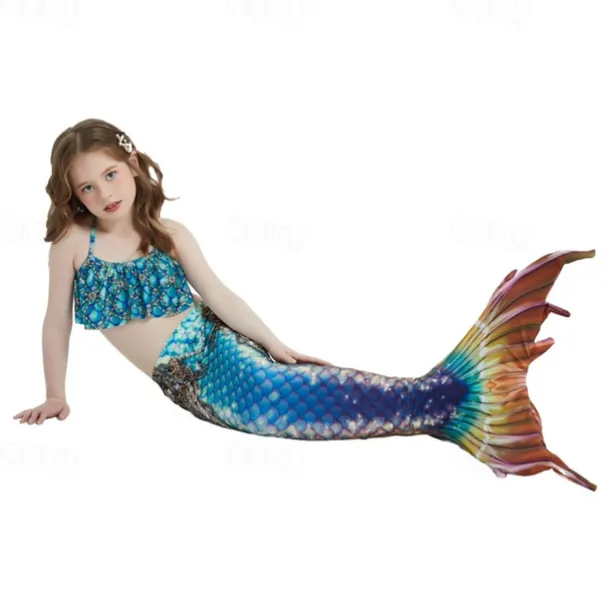 Kids Girls' Mermaid Swimwear Swimsuit Holiday Beach Scales Vacation Tropical Bathing Suits 4 years+ Summer Yellow Pink