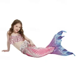 Kids Girls' Mermaid Swimwear Swimsuit Holiday Beach Scales Vacation Tropical Bathing Suits 4 years+ Summer Yellow Pink