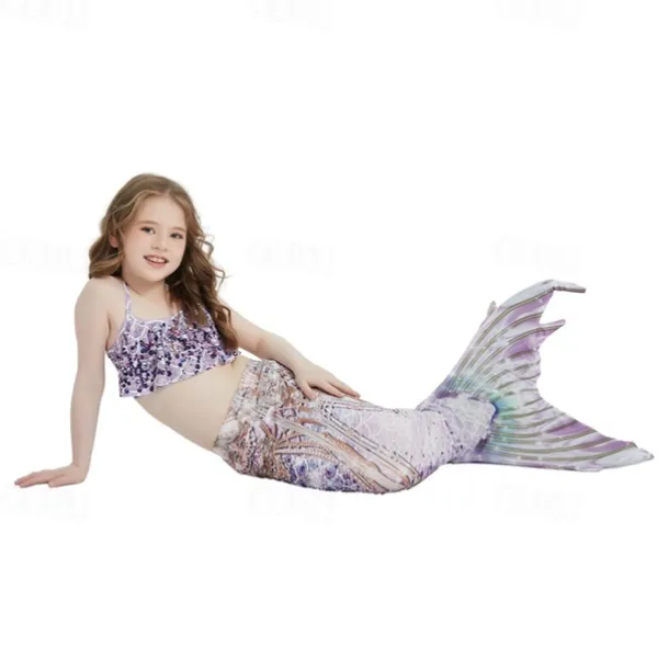 Kids Girls' Mermaid Swimwear Swimsuit Holiday Beach Scales Vacation Tropical Bathing Suits 4 years+ Summer Yellow Pink