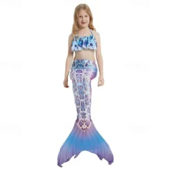 Kids Girls' Mermaid Swimwear Swimsuit Holiday Beach Scales Vacation Tropical Bathing Suits 4 years+ Summer White Yellow