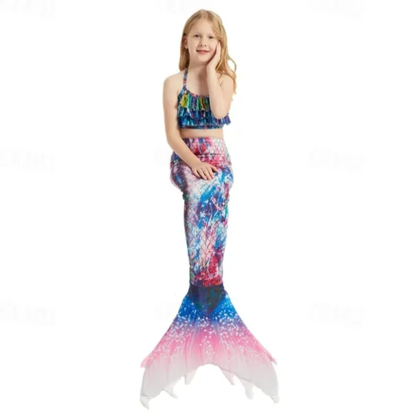 Kids Girls' Mermaid Swimwear Swimsuit Holiday Beach Scales Vacation Tropical Bathing Suits 4 years+ Summer Light Pink Pink