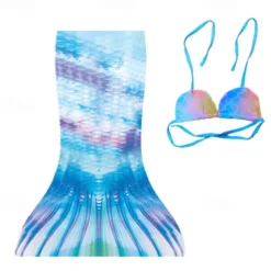 Kids Girls' Mermaid Swimwear Swimsuit Holiday Beach Scales Vacation Tropical Bathing Suits 4 years+ Summer Pink Royal Blue