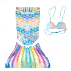 Kids Girls' Mermaid Swimwear Swimsuit Holiday Beach Scales Vacation Tropical Bathing Suits 4 years+ Summer Pink Royal Blue