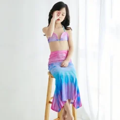 Kids Girls' Mermaid Swimwear Swimsuit Holiday Beach Scales Vacation Tropical Bathing Suits 4 years+ Summer Pink Royal Blue