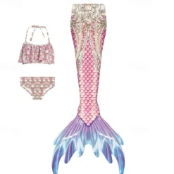 Kids Girls' Mermaid Swimwear Swimsuit Holiday Beach Scales Vacation Tropical Bathing Suits 4 years+ Summer Light Pink Light Green