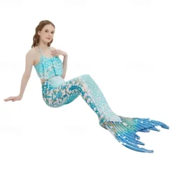 Kids Girls' Mermaid Swimwear Swimsuit Holiday Beach Scales Vacation Tropical Bathing Suits 4 years+ Summer Light Pink Light Green