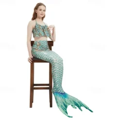 Kids Girls' Mermaid Swimwear Swimsuit Holiday Beach Scales Vacation Tropical Bathing Suits 4 years+ Summer Light Pink Light Green