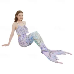 Kids Girls' Mermaid Swimwear Swimsuit Holiday Beach Scales Vacation Tropical Bathing Suits 4 years+ Summer Light Pink Light Green