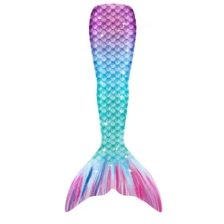 Kids Girls' One Piece Mermaid Swimwear Swimwear Beach Children's Day Geometric Bathing Suits 4-12 Years Summer Blue Fuchsia